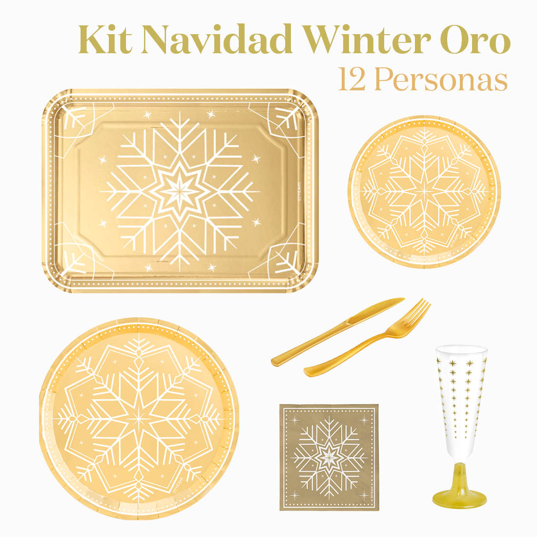 Premium Winter Table Kit 12 Gold Menschen