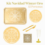 Kit de mesa de inverno premium 12 pessoas de ouro