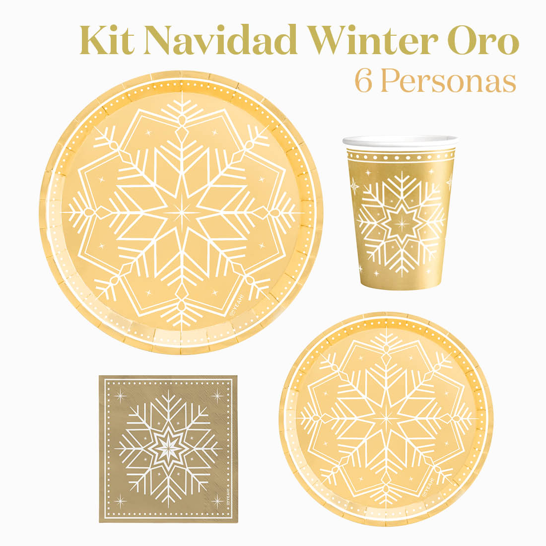 Kit Mesa Basic Winter 6 Personas Oro