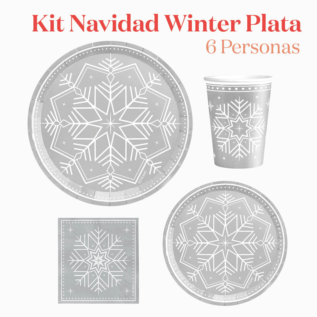 Kit de mesa de inverno básico 6 pessoas de prata