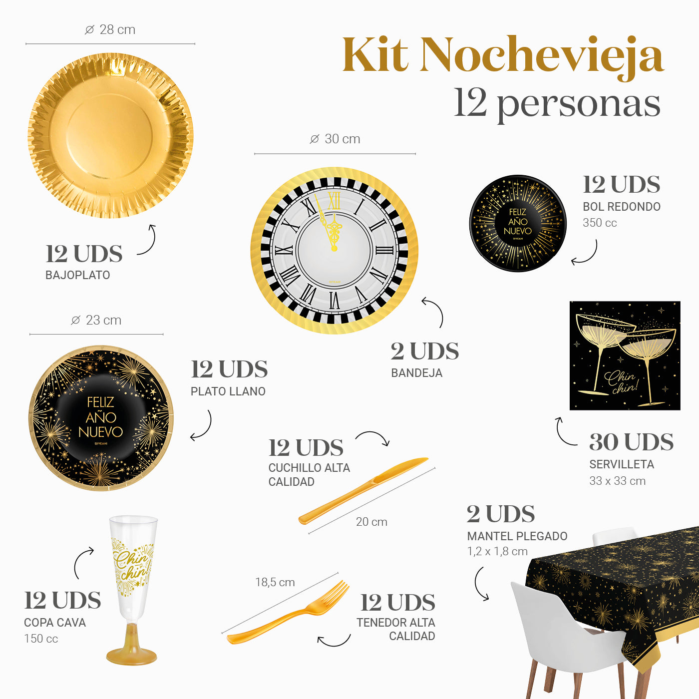 Kit Mesa Premium Nochevieja 12 Personas