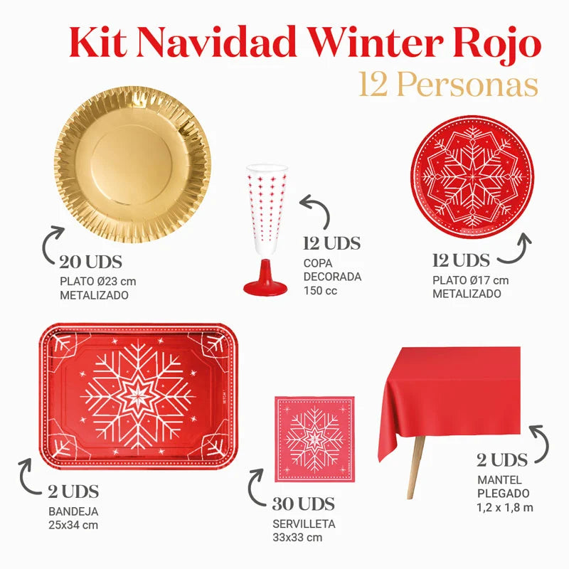 Premium Winter Table Kit 12 Personen rot