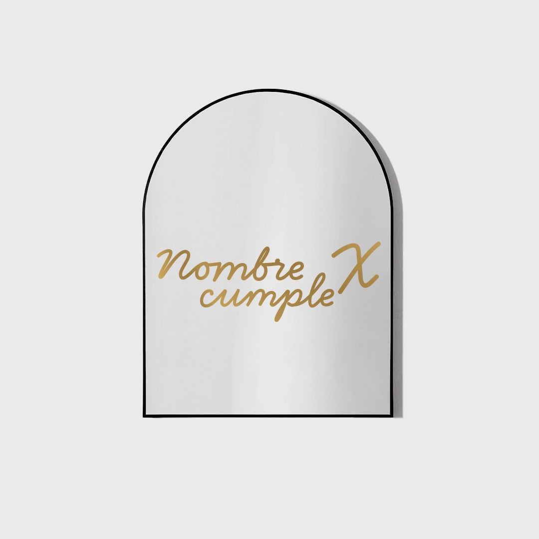 Personalized vinyl name complies x gold mirror