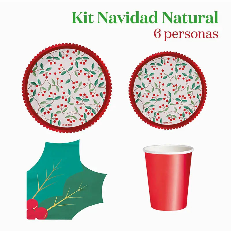 Kit Mesa Basic Navidad Natural Acebo 6 Personas