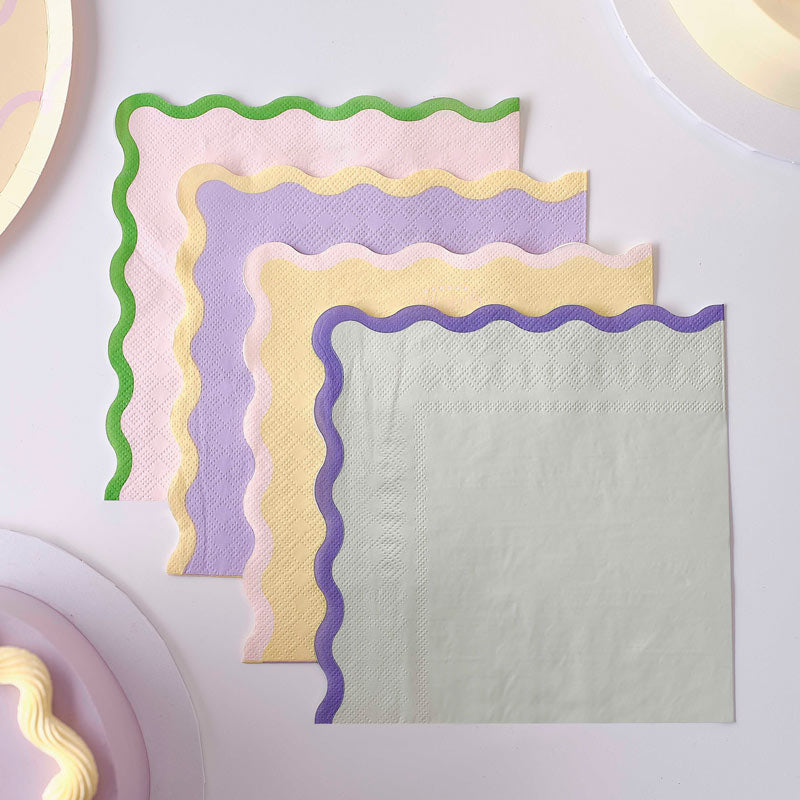 Double paper napkins wavy layer pastel colors