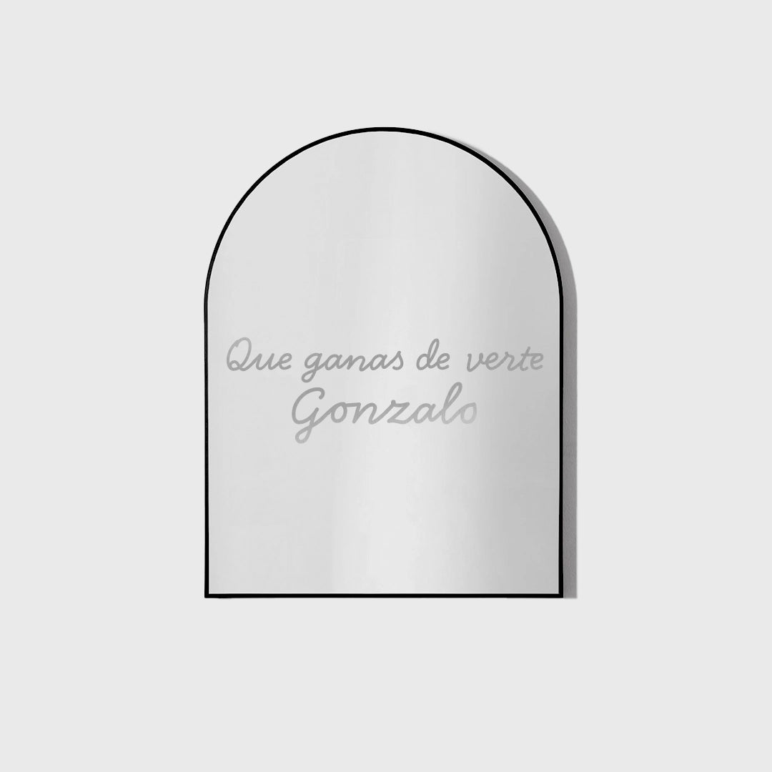 Vinilo Personalizado "Que Ganas de Verte" Espejo Plata