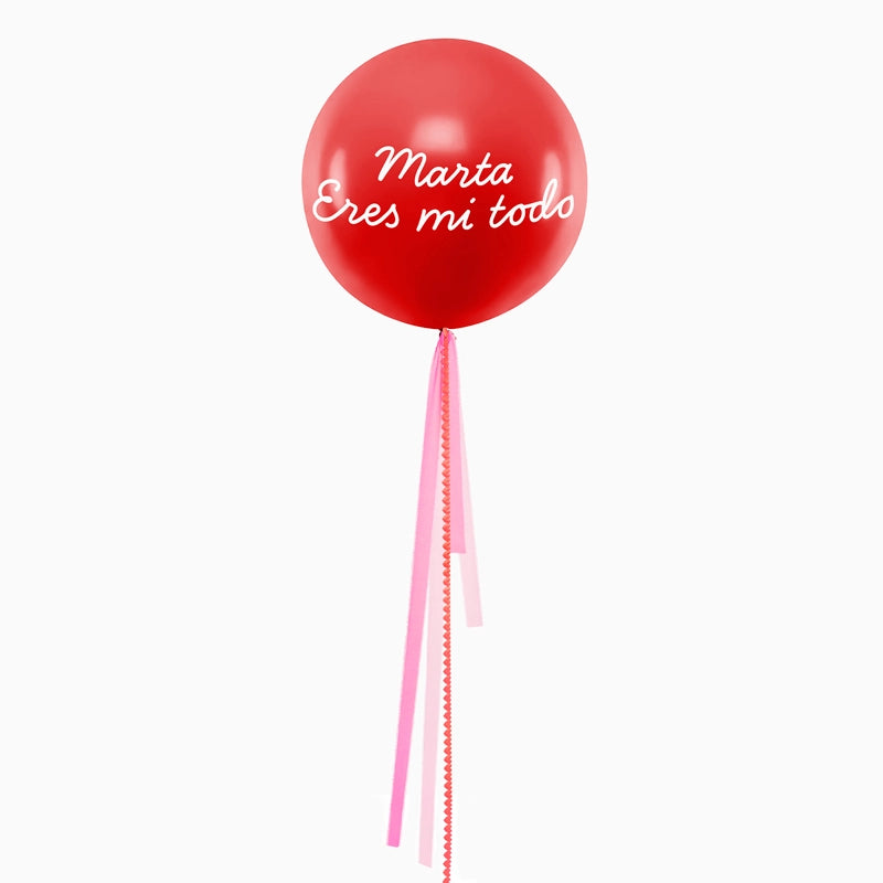 Globo Jumbo 60 cm Rojo Telas Corazón Personalizado Vinilo Blanco