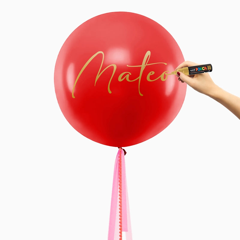 Globo Jumbo 60 cm Rojo Telas Gasas Rosa Personalizado Rotulador Oro