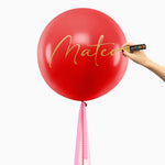 Globo Jumbo 60 cm Rojo Telas Gasas Rosa Personalizado Rotulador Oro