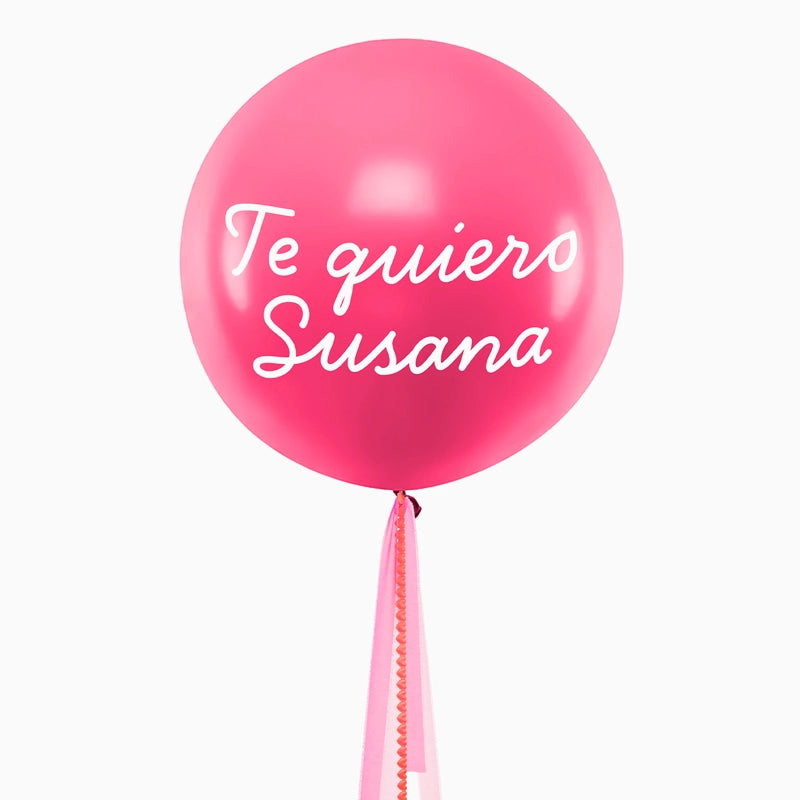 Globo Jumbo 60 cm Rosa Telas Corazón Personalizado Vinilo Blanco