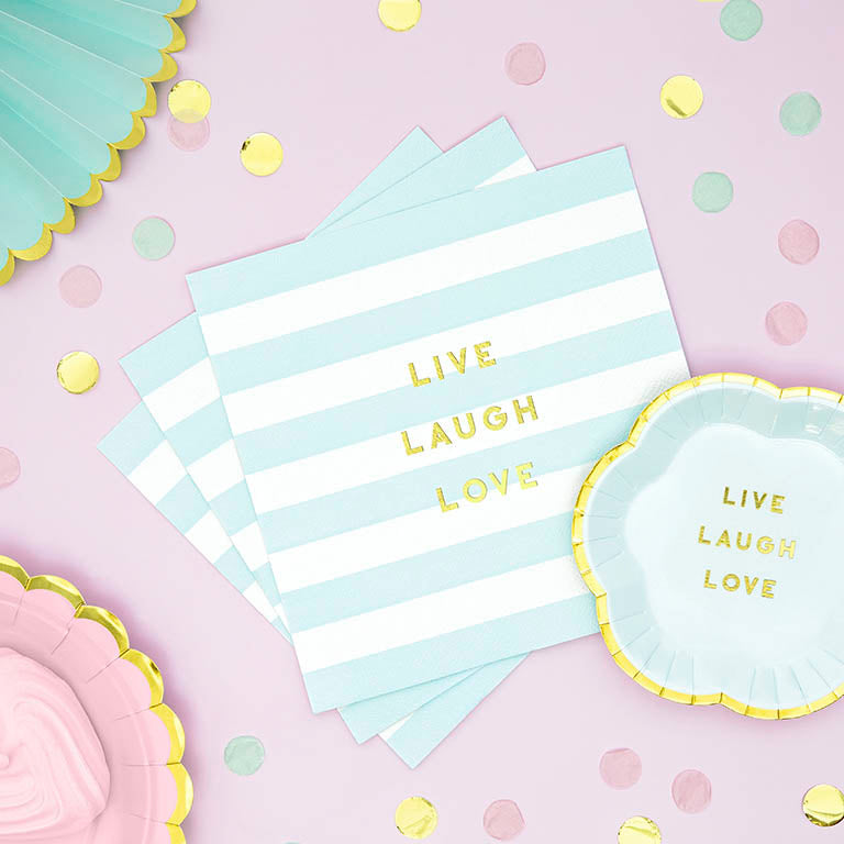 Raya paper napkins 'Live, Laugh, Love' Blue Pastel