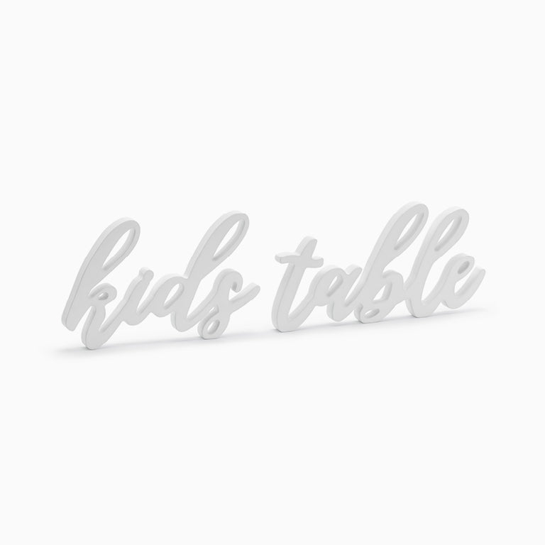 'Kids Table' calligraphy sign