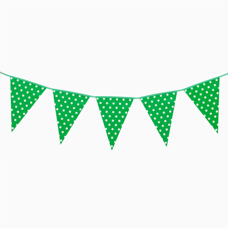 GUIRNALDA PLASTIC BANDERINES FAIR 10 polka dots in 3.6 m green