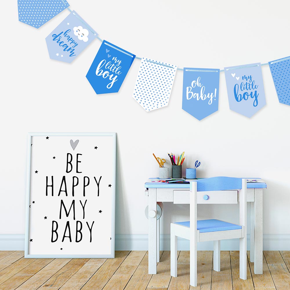 Ghirlanda blu per baby shower