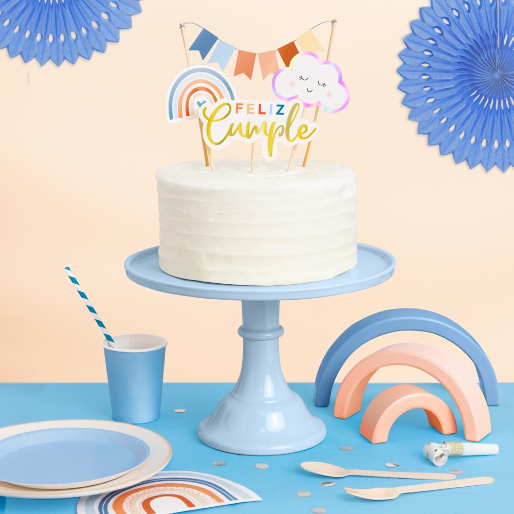 Topppers Cumple Boho Chic Azul Pastel