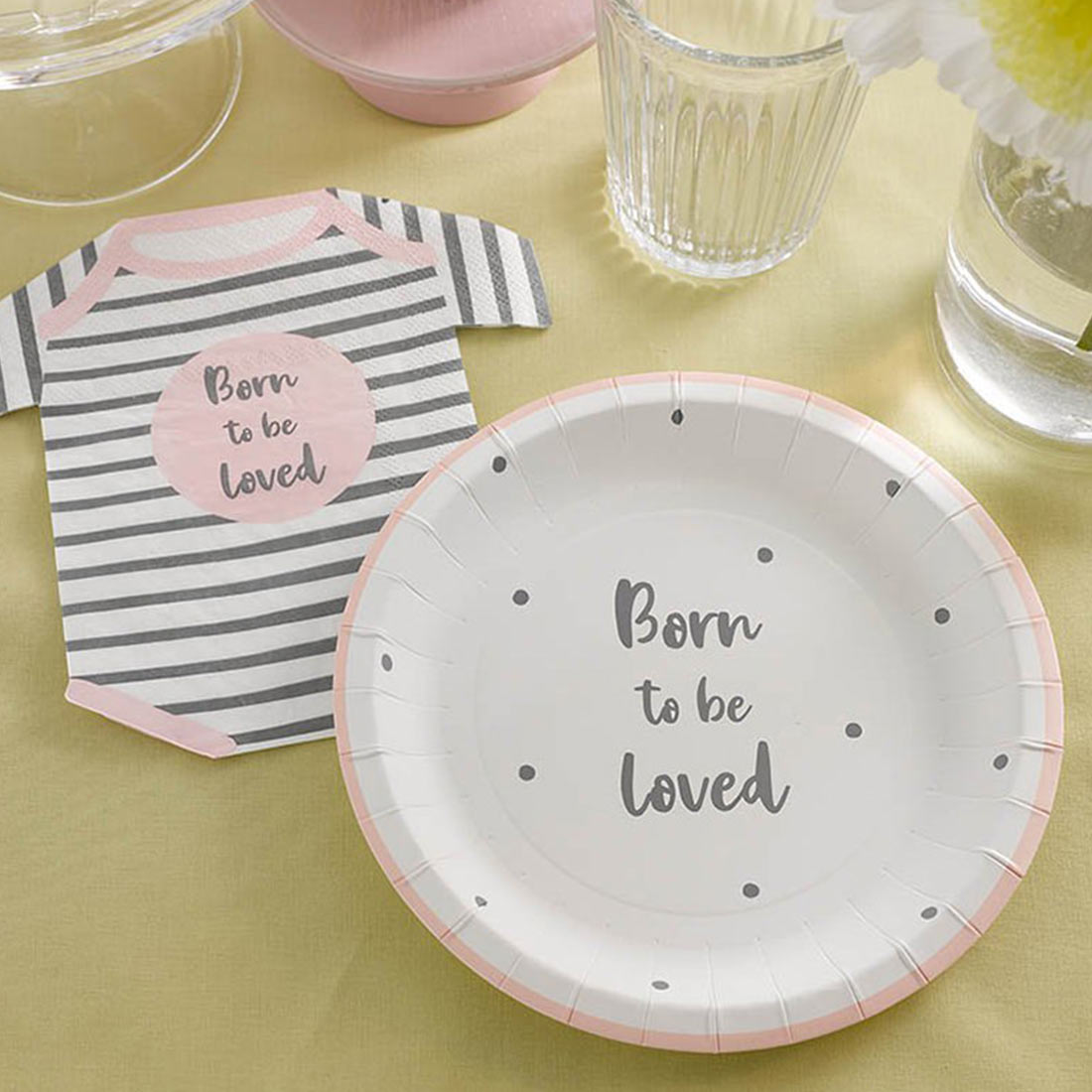 Body paper napkins "born to be loved" pink / pack 16 units