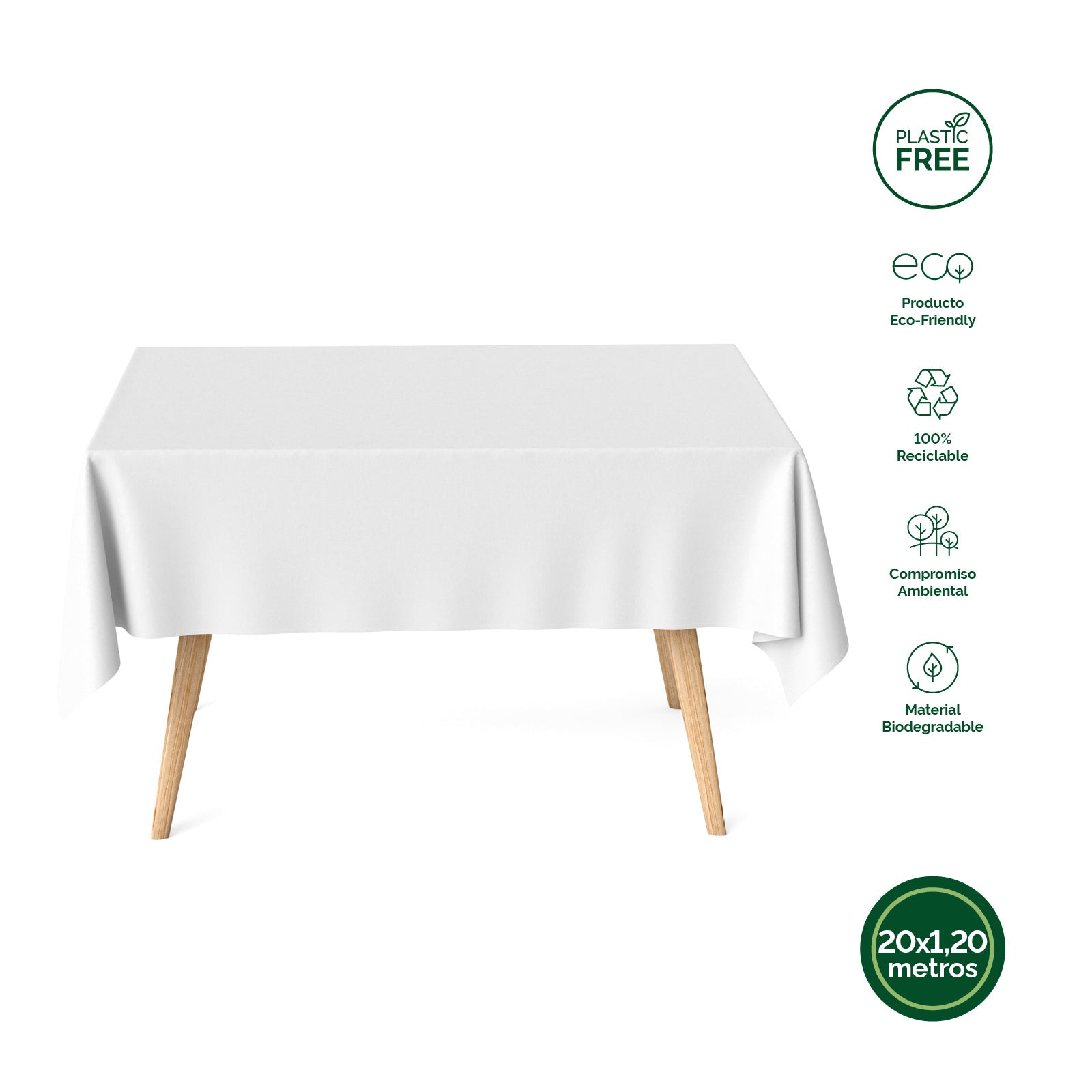 Ecological tablecloth 1.20 x 20 m white