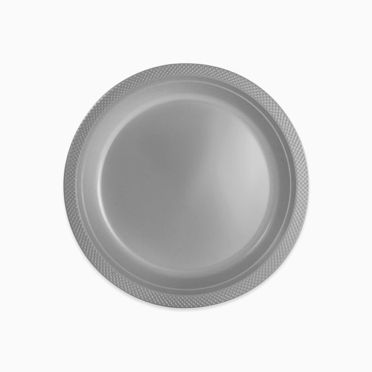 Round plastic plastic dish Ø22 cm silver