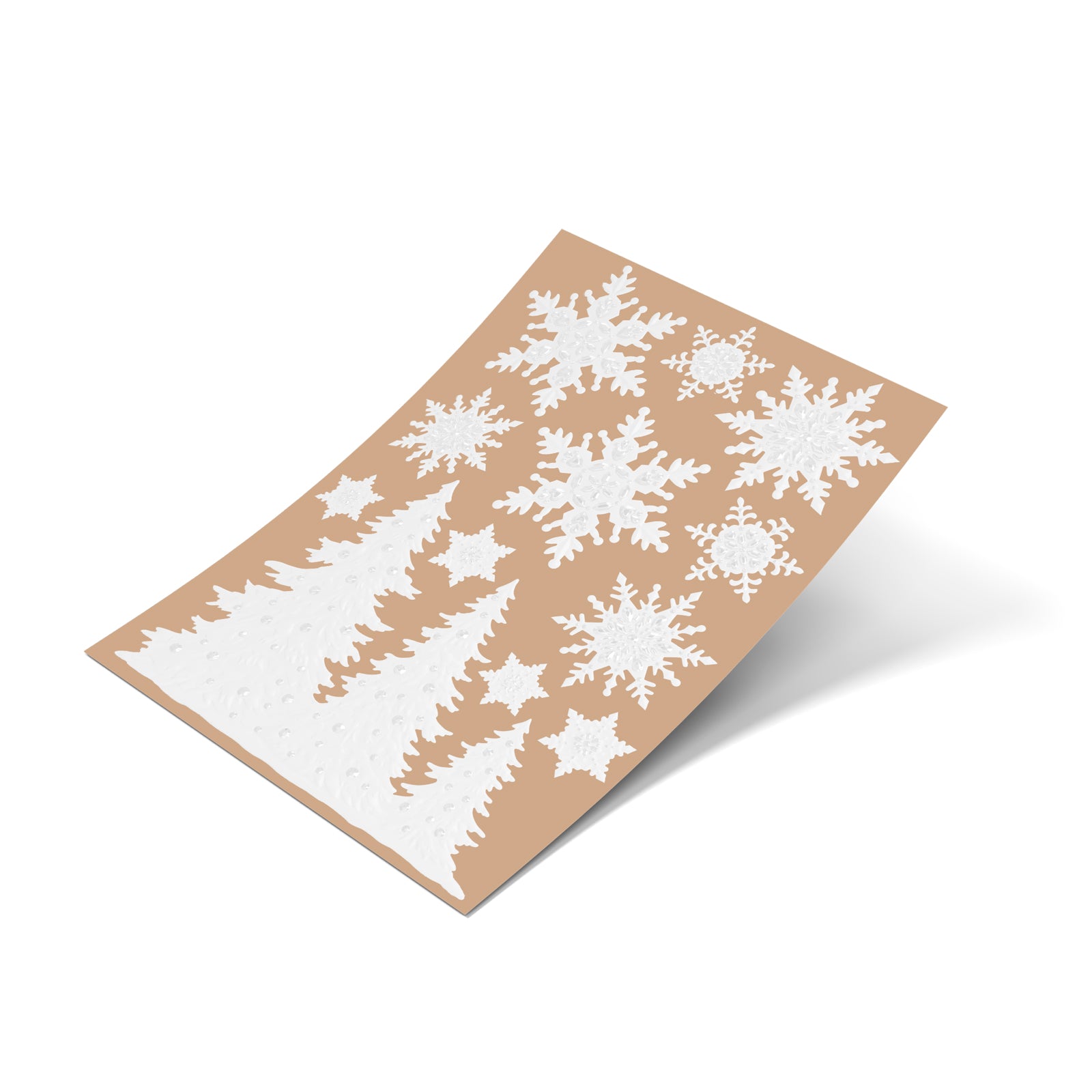 Large stickers Christmas relief tree and flakes