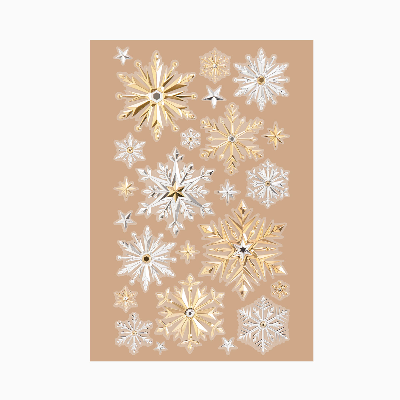 Gold and silver snowflake flakes featins