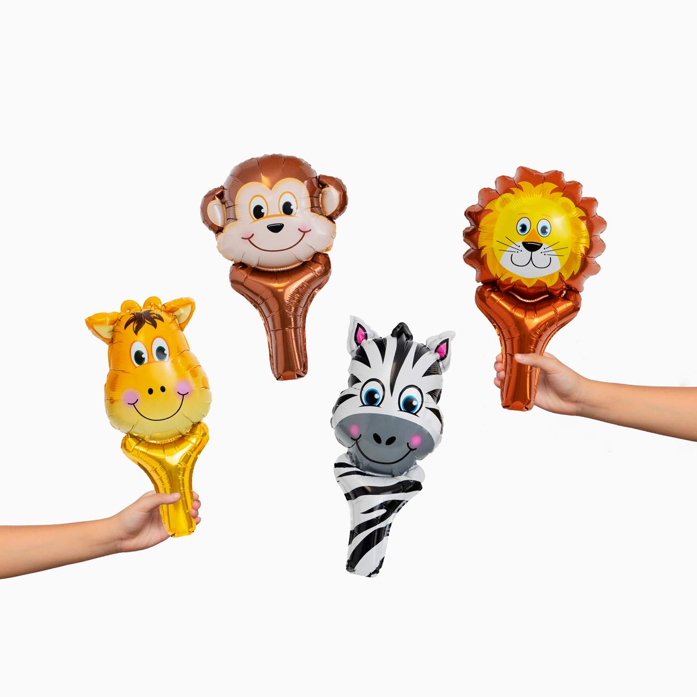 Globo Mano Foil Animales Jungle / Pack 4 uds