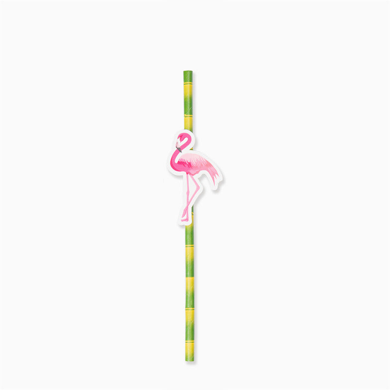 Tropical cardboard straws 20 cm flamenco