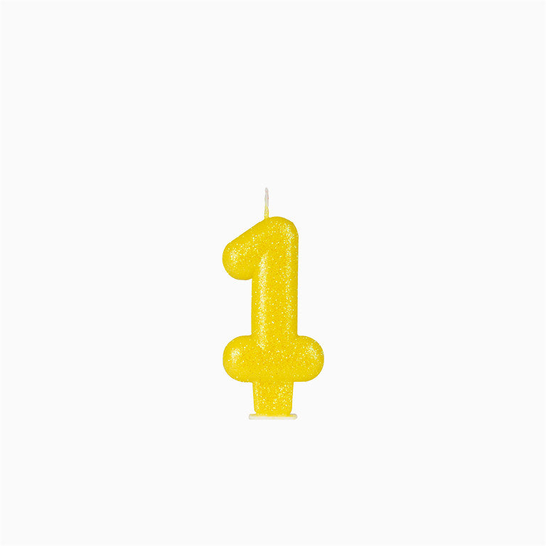 Petit nombre numéro de paillettes 8,5 cm jaune