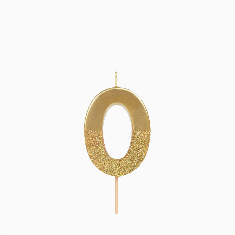 Candle glitter number 7 cm bicolor gold