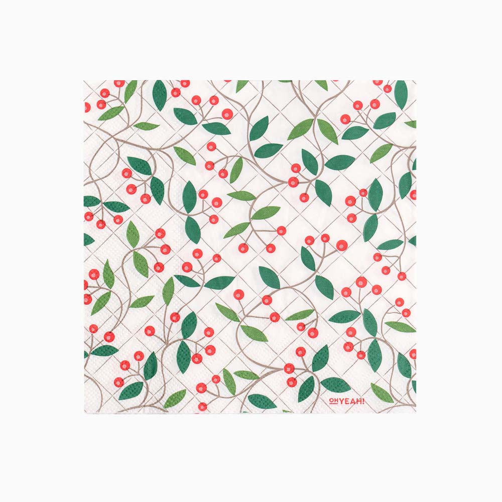 Christmas paper napkins 33x33 cm Natural design acebo