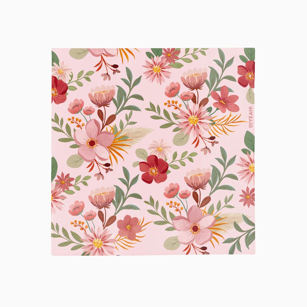 Servilletas Papel Flores Doble Capa Rosa