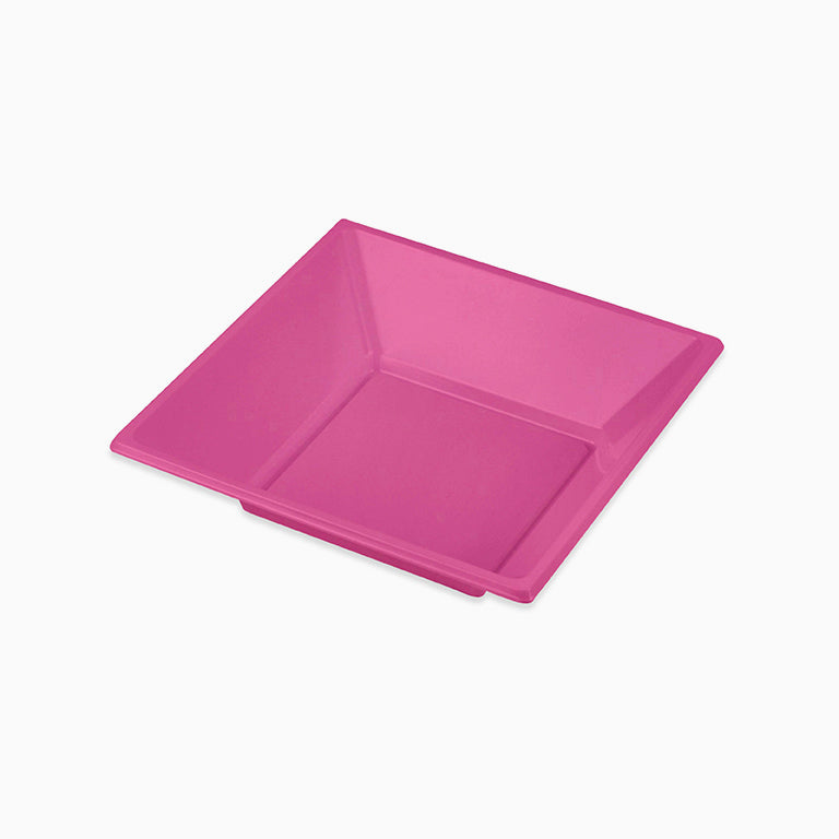 Piatto di plastica profonda quadrata 17 x 17 cm di rosa