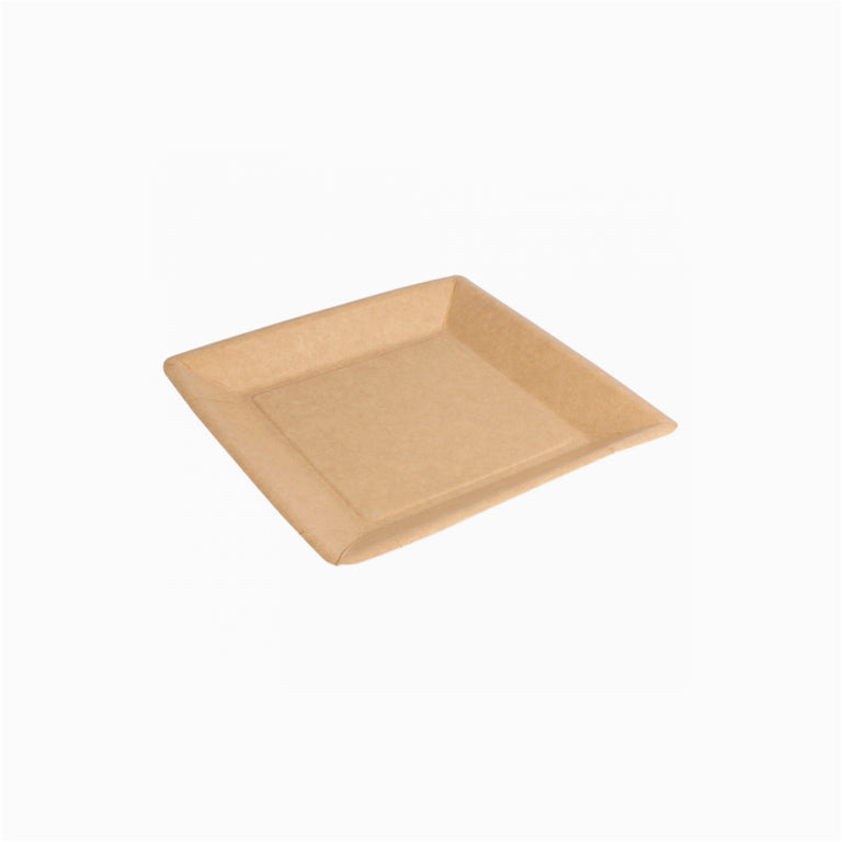 Platon Plain Cardboard Dessert Bio lancé 18 x 18 cm Kraft