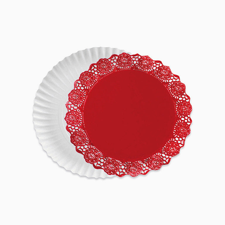 Round blond tray Ø35 cm red