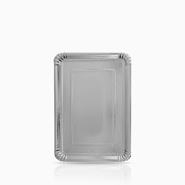 Rectangular cardboard tray 22 x 28 cm silver