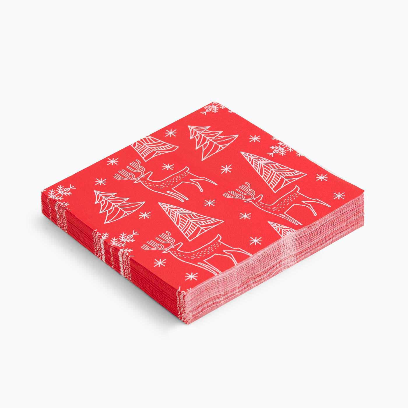 Christmas paper napkins red reinde