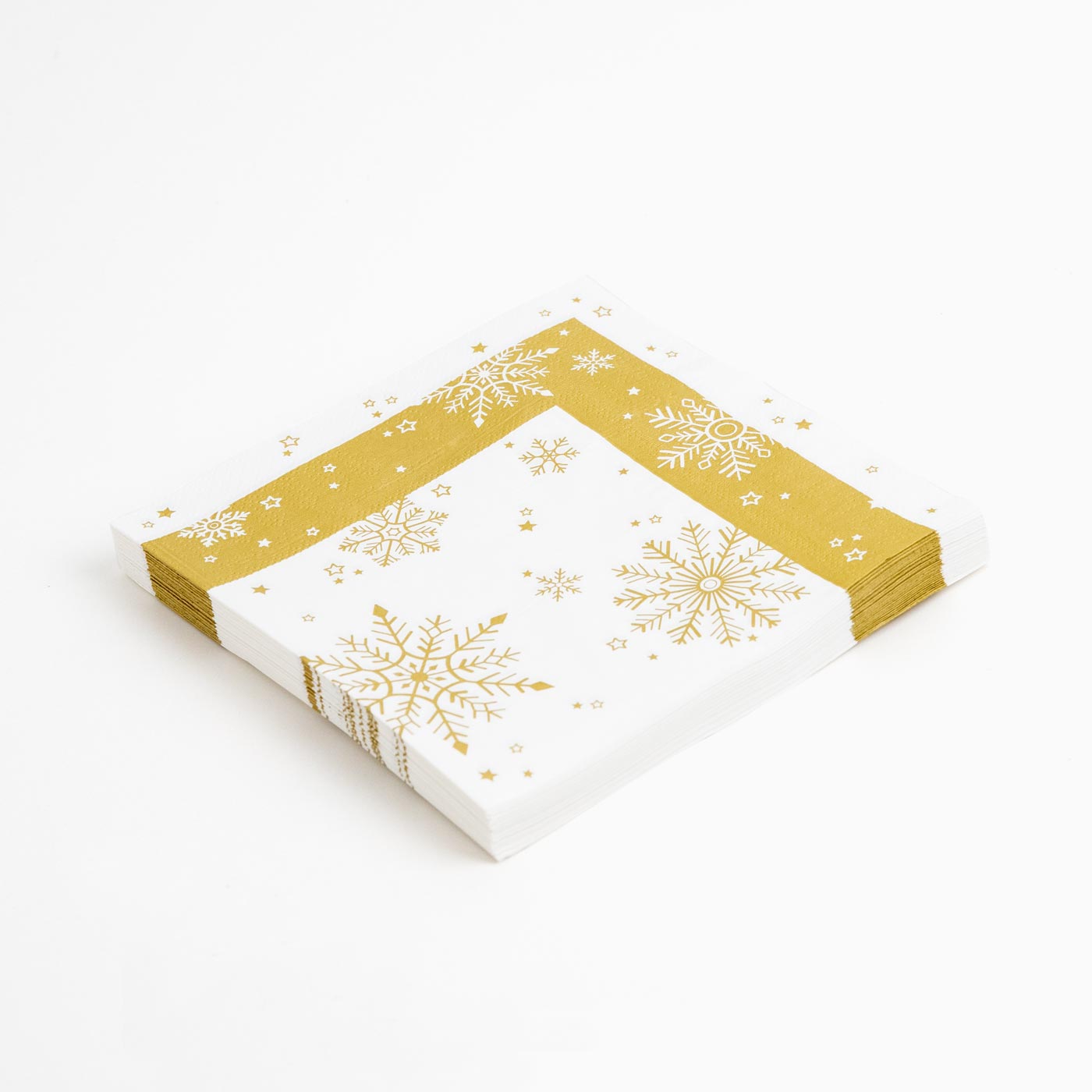 Servietten Weihnachten Gold 33x33 cm Gold Schneeflocken