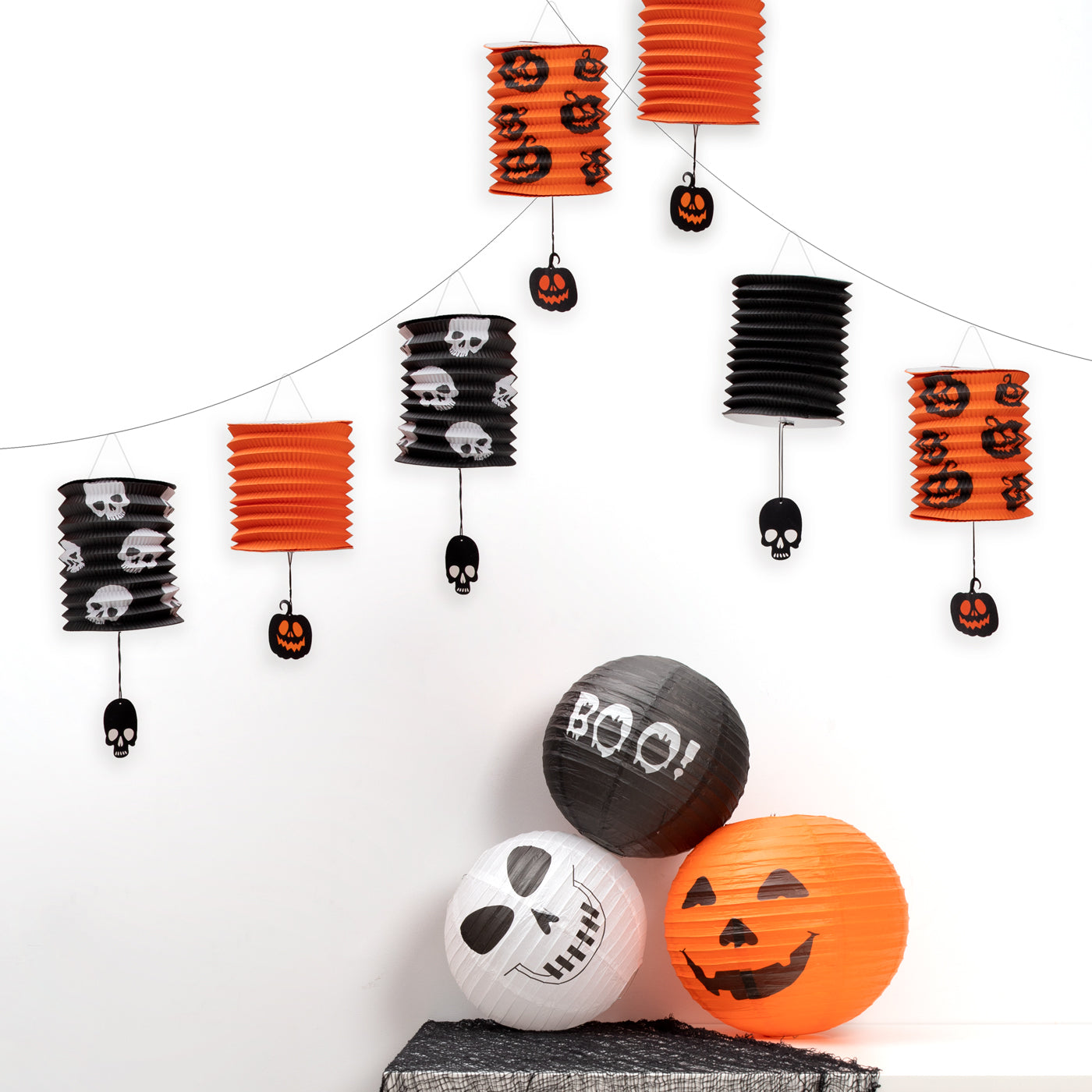 Lampe en papier de démarrage moyen d'Halloween Ø35 cm noir