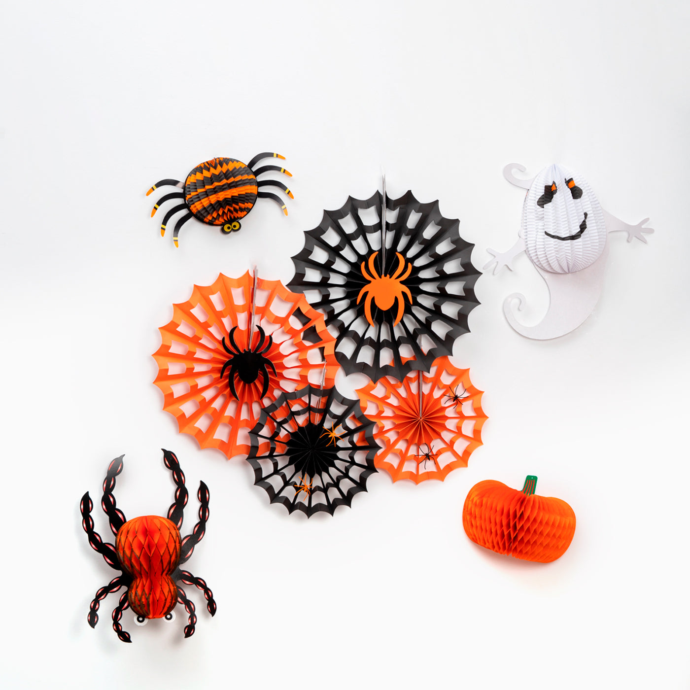 Halloween black spider paper fan