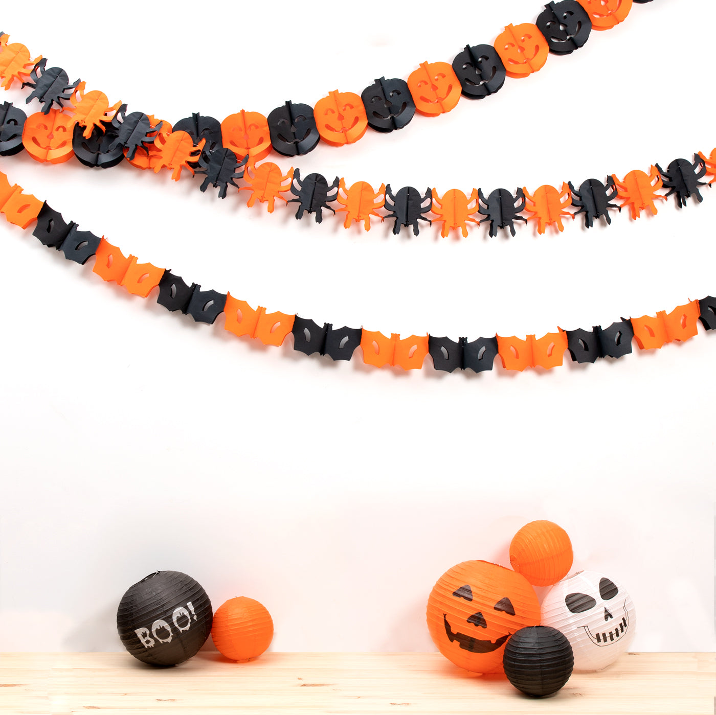 Lâmpada de papel halloween pequena abóbora Ø30 cm laranja