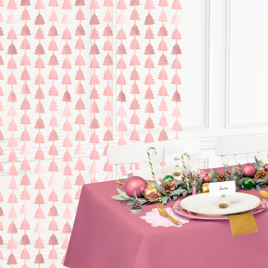 Weihnachtsvorhang Weihnachten 1 x 2 m rosa Gold