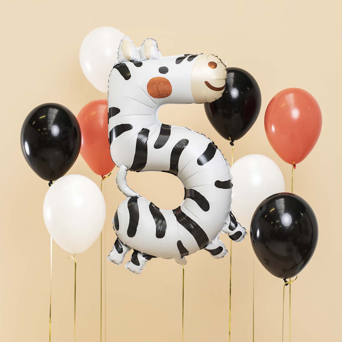 Numero 5 Palloncino Foil Zebra