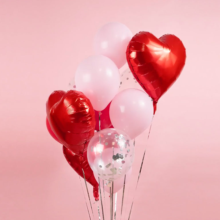 Balão de coração de papel alumínio 45 cm vermelho