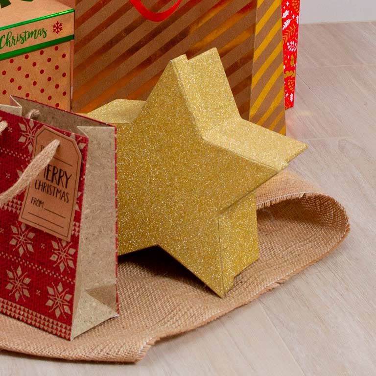 Set Cajas Regalo Navidad Forma Estrella Oro