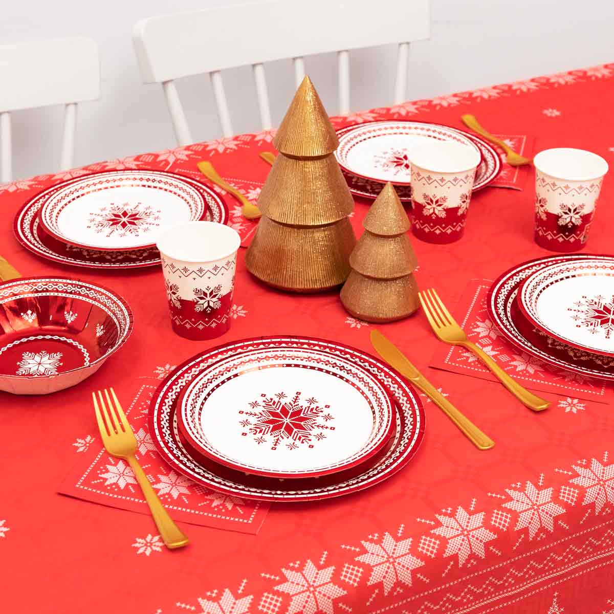 Kit de construção de natal bordado vermelho 12 pessoas