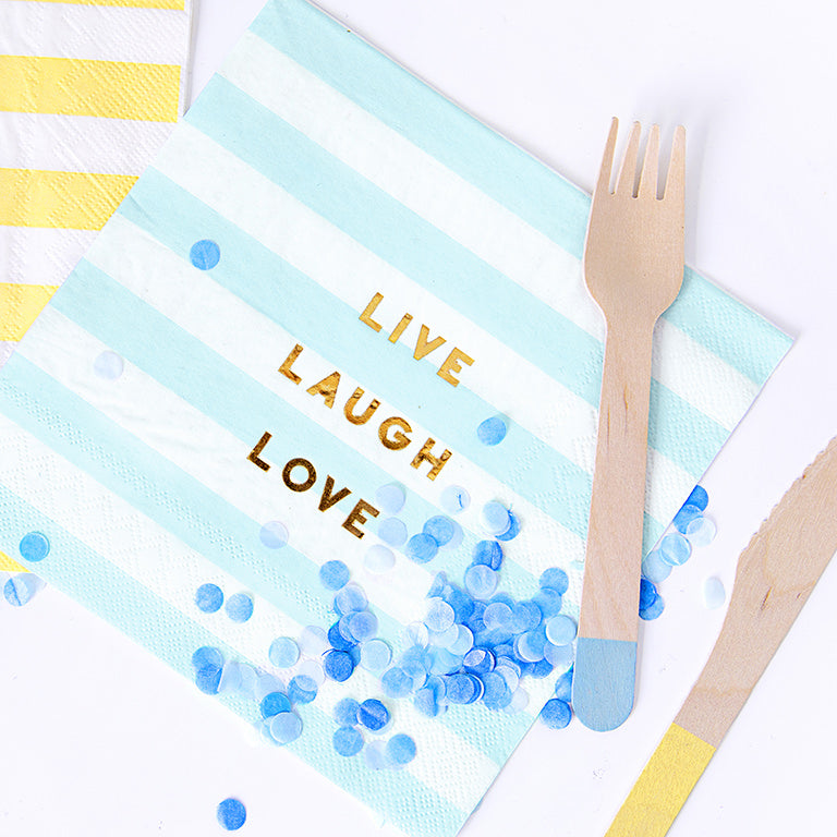 Raya Paper Serviette 'Live, Lachen, Liebe' blauer Pastell